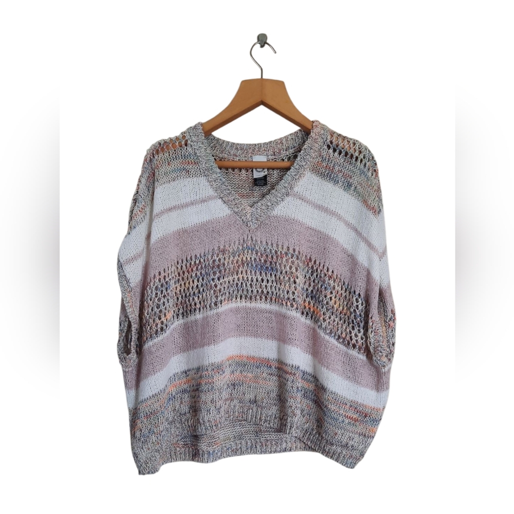 Akemi + Kin Pastel Chunky Knit Crochet Sweater Vest Colorful Eclectic Romantic